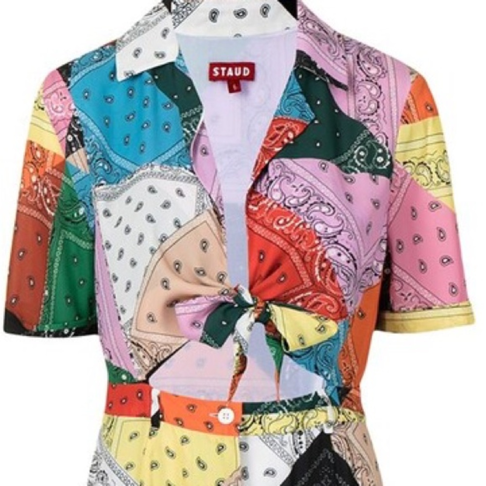 Staud Multicolor Patchwork Dress - image 4